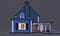 3d rendering of modern classic house in colonial style in night isolated on black