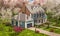 3d rendering of modern classic house in colonial style in spring day