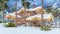 3d rendering of modern cozy chalet in night in New Year holidays