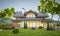 3d rendering of modern cozy house in chalet style