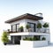 3d rendering of modern cozy house with garage and pool for sale or rent