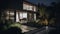 3d rendering of modern cozy house with parking. Clear summer night with many stars on the sky