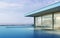 3D rendering of modern house with swimming pool on sea background, Exterior. 3d rendering