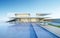 3D rendering of modern house with swimming pool on sea background, Exterior. 3d rendering