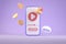 3d Rendering Modern Minimal Player Vdo Multimedia Subscribe Passive Concept On Mobile Phone App Purple Pastel Illustration