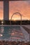 3d rendering of modern swimming pool in the evening sunlight
