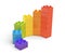 3d rendering of multi-colored toy blocks making up spiral stairs.