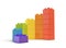 3d rendering of multi-colored toy blocks making up spiral stairs.