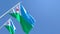 3D rendering of the national flag of Djibouti waving in the wind