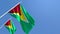 3D rendering of the national flag of Guyana waving in the wind