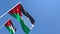 3D rendering of the national flag of Jordan waving in the wind
