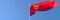 3D rendering of the national flag of Kyrgyzstan waving in the wind