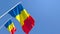 3D rendering of the national flag of Romania waving in the wind