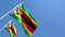 3D rendering of the national flag of Zimbabwe waving in the wind