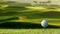 3d rendering of nice view of golf ball on the holder with golf f