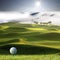 3d rendering of nice view of golf ball on the holder with golf f