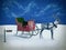 3D rendering of a north pole sign and reindeer with sleigh.
