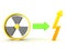 3D Rendering of nuclear power being transformed into energy concept