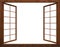 3d rendering of open wooden window on a white background