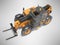 3D rendering orange front view telescopic loader on gray background with shadow