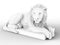 3D rendering - outlined lion statuette