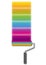 3D rendering of a paint roller painting rainbow colors