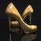 3D rendering of a pair of golden high heel