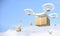 3d rendering, Parcel delivery service by drone. Delivery technology with multiple drones in the sky.