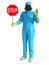 3D rendering of person in hazmat suit stopping you