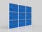 3d rendering. perspective view of A slim blue solar cell panel plate wall with clipping path on gray background.
