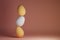 3D rendering of a Pile of Easter eggs with negative space