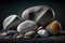 3d rendering of a pile of pebbles on a dark background