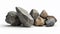 3d rendering of a pile of stones isolated in white studio background