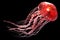 3d rendering of pink jellyfish floating in the dark blue ocean b