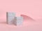 3d rendering pink scene curve paper and marble shape