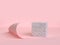 3d rendering pink scene curve paper and marble shape