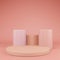 3D rendering of a Pink stand with a biscuit color in the room