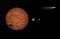 3d rendering of Planet mars and moons