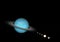 3d rendering of the planet uranus and moons in the space