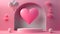 3d rendering podium splay heart pink ball happy valentines day background valentine balloon nubes romantic wedding love abstract