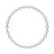 3d rendering of a polished steel chain made in shape of a perfect circle on a white background.