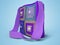 3D rendering purple knitted bag for teenager on blue background with shadow