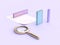 3d rendering purple scene clear-glass shape gold magnifying glass