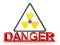 3D rendering of radioactive sign with the text Danger below