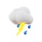 3d rendering rain with thunder and cloud icon. 3d render thunderstorm icon. Rain with thunder and cloud