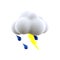 3d rendering rain with thunder and cloud icon. 3d render thunderstorm icon. Rain with thunder and cloud