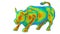 3D rendering - rainbow colored bull market stock concept
