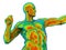 3D rendering - rainbow colored human body muscles