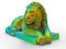 3D rendering - rainbow colorful sitting lion statuette