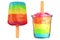 3d rendering of rainbow pudding pops with a glass cup isolated o